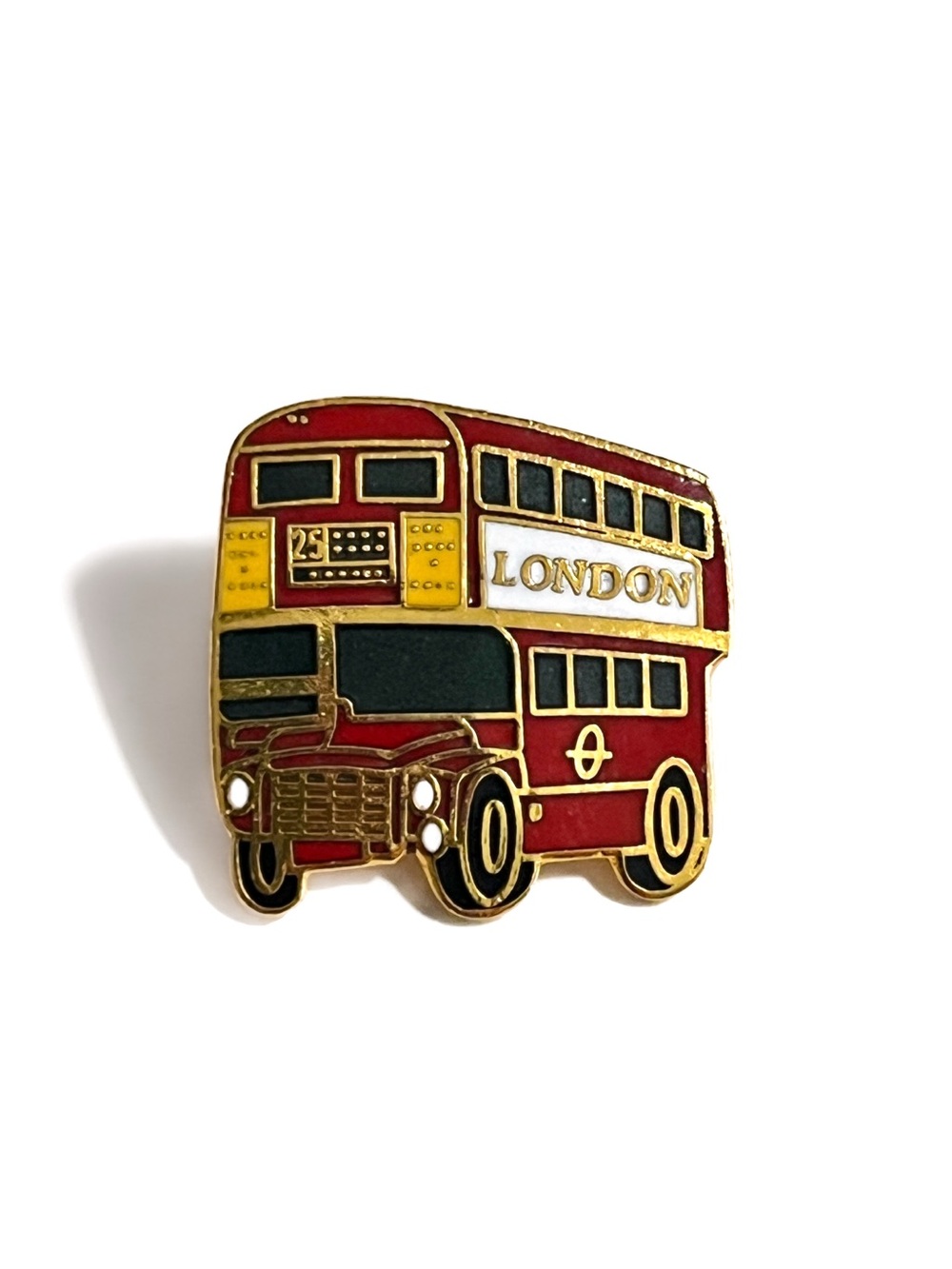 Vintage England Red Double Decker Bus Pin London Souvenir Travel Transportation